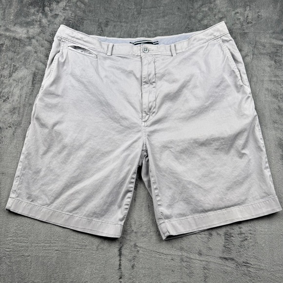 Cremieux Other - Cremieux Mens Gray Cotton Stretch Chino Shorts Size 40 Flat Front Classic Casual